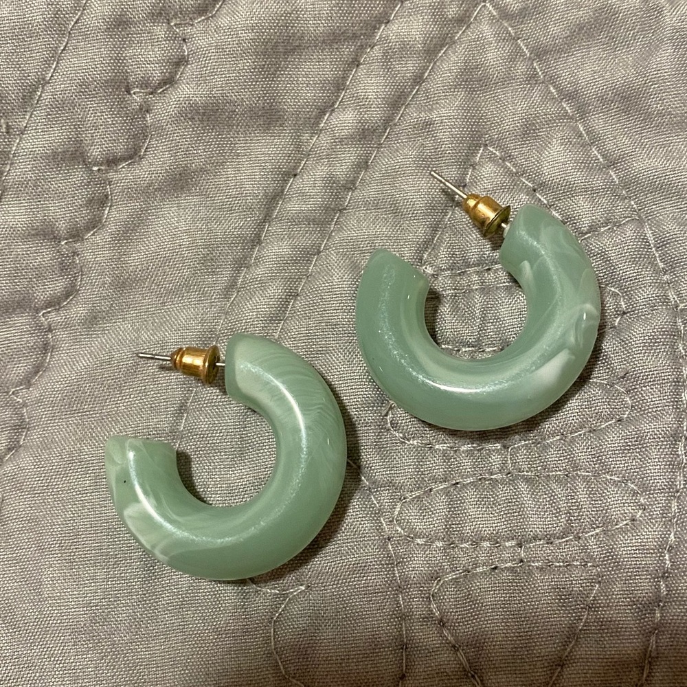 Green chunky hoop earrings